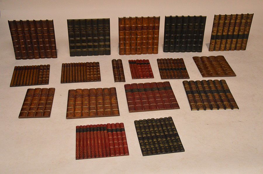 Faux leather painted book spines, 5 sets of 7 spines (1 of 6)