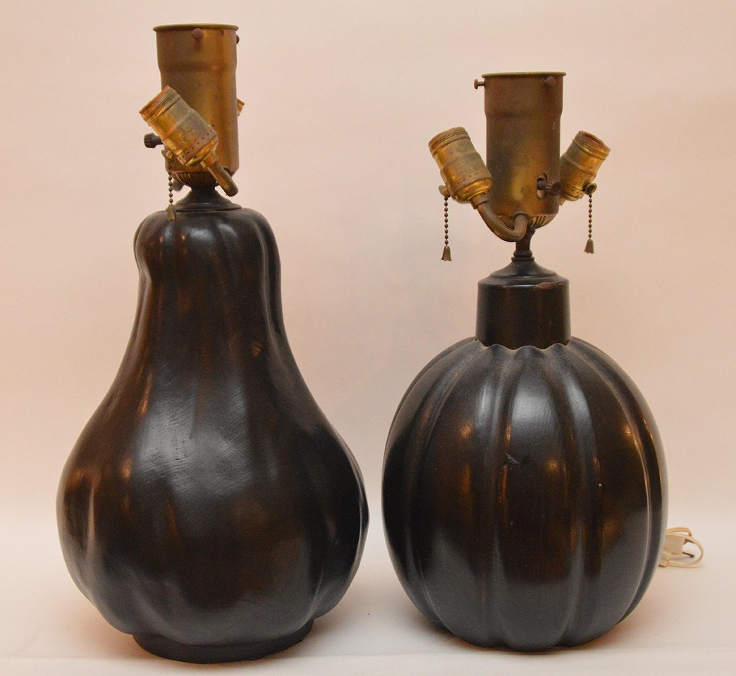 2 black matte finish gourd lamps, Billy Baldwin décor (1 of 3)