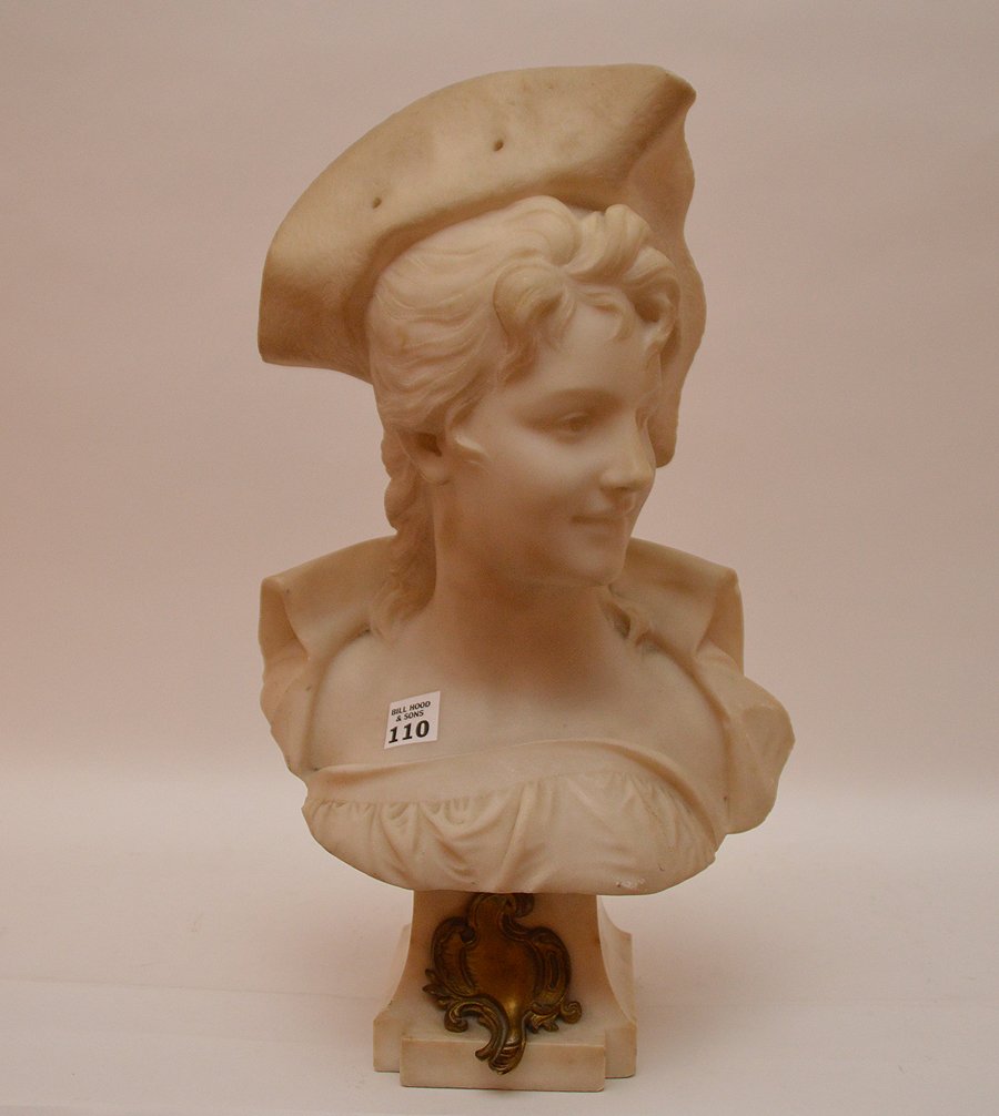 Emile Pinedo Marble Bust Of A Young Maiden.  Ht. 18" (1 of 7)