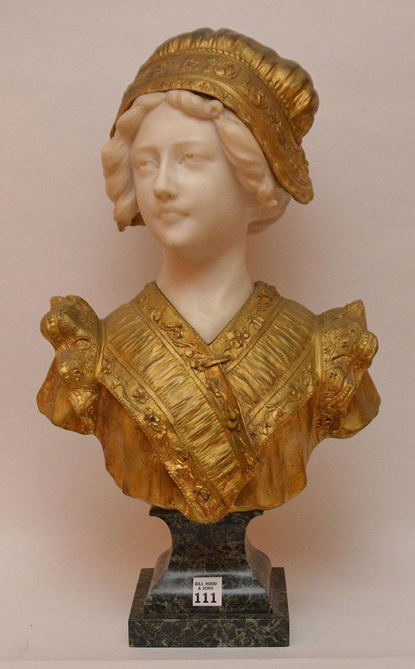 AFFORTUNATO GORY MARBLE & GILT BRONZE BUST OF A YOUNG (1 of 8)