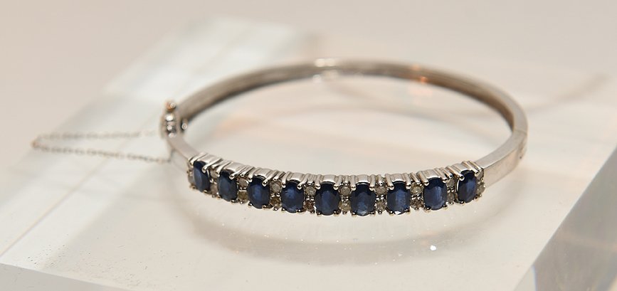 Lady’s Bracelet 14k white gold approx 5cts. Sapphires: Lady’s Bracelet 14k white gold approx 5cts. Sapphires and diamonds.