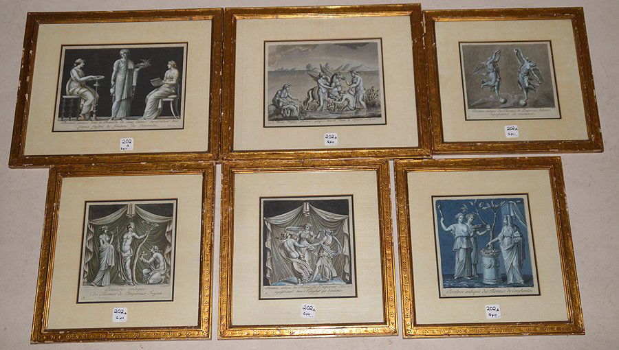 6 Assorted Framed Hand Colored Engravings.  4 (1 of 8)