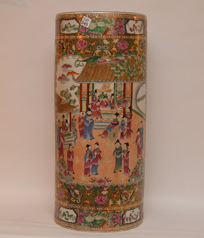 Chinese Umbrella Stand Enameled in the Rose Medallion (1 of 7)
