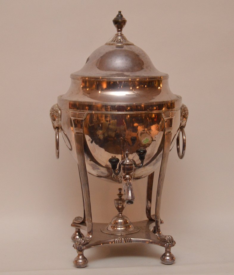 Silver plate large urn, 19 1/2"h x 10 1/2"w (1 of 6)