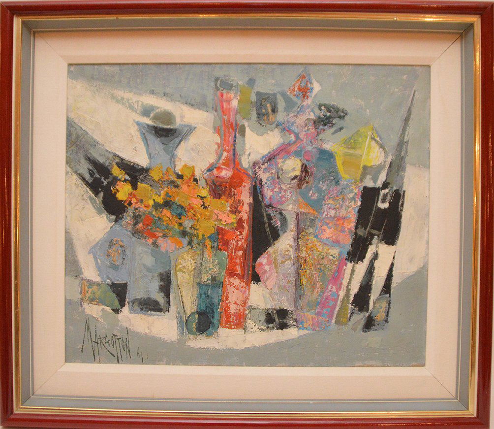 René Margotton (France 1915 - 2009) oil on canvas,: René Margotton (France 1915 - 2009) oil on canvas, Modern Sill Life Painting, 18inches x 21inches