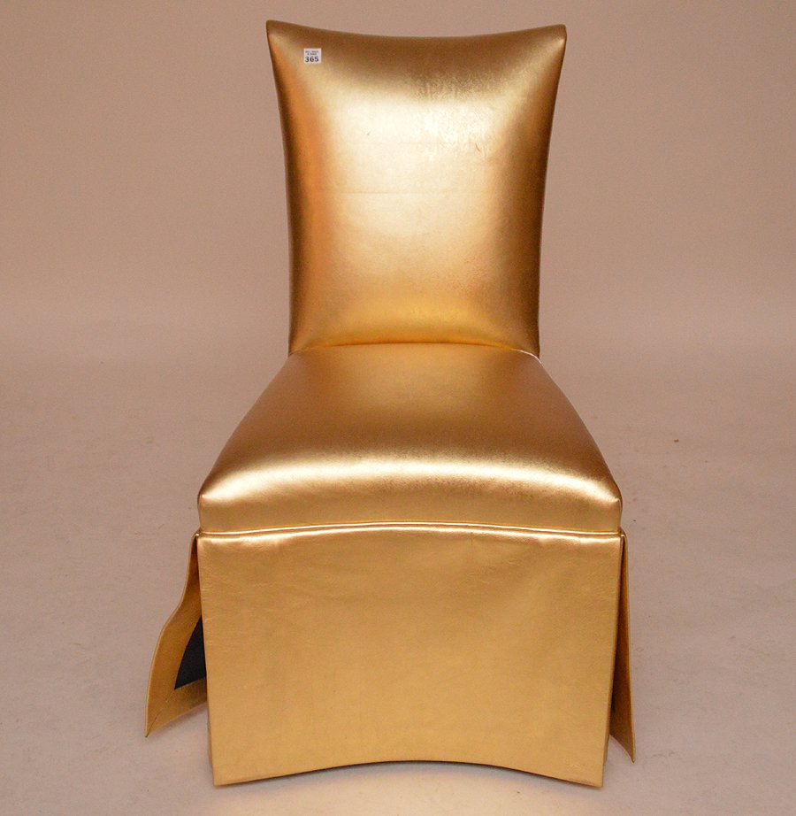 Gold leather metallic Parsons chair: Gold leather metallic Parsons chair