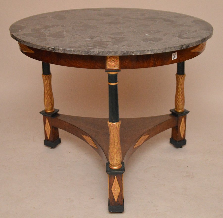 19th c. French round table with gilded accents and (1 of 4)