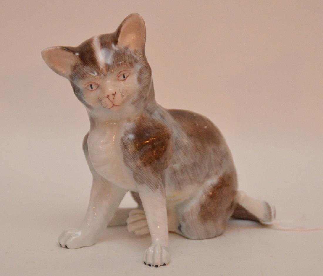 Dresden Porcelain Cat Figure.  Marked Dresden with a (1 of 4)