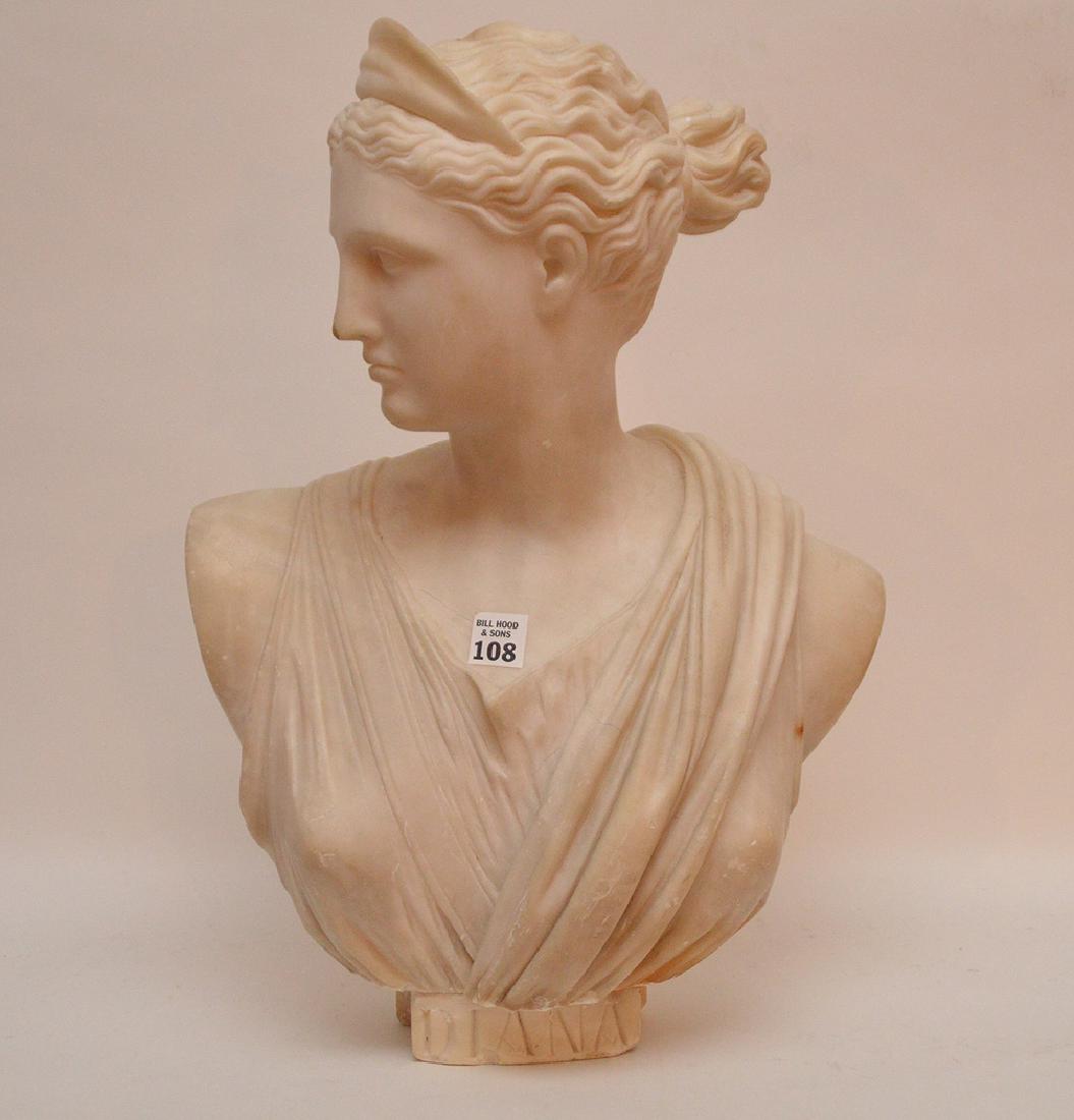 Classical female alabaster bust, 18"h (1 of 10)