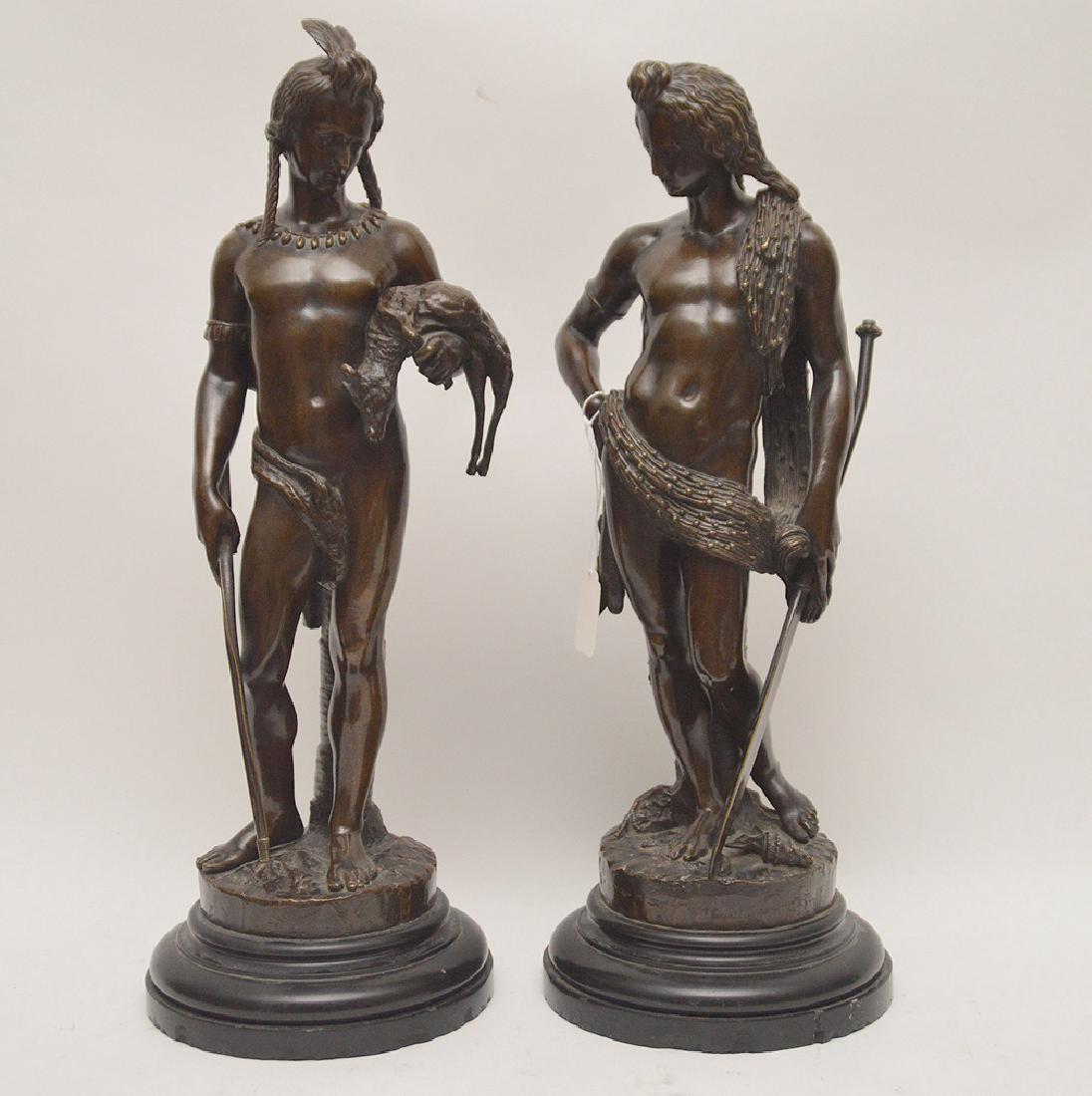 Pair 19th Century Patinated Bronzes Depicting Indian (1 of 7)