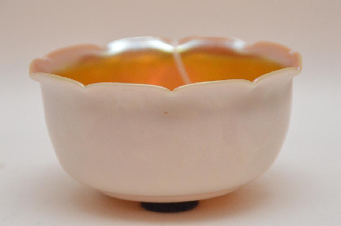 Steuben Aurene glass bowl with fluted rim, 2 3/4"h x (1 of 4)