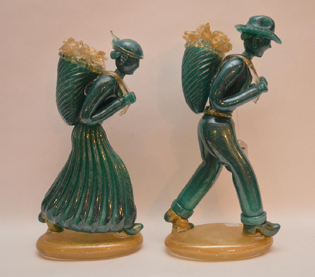 Pair Murano glass figures, 15"h (man has chips & crack, (1 of 7)
