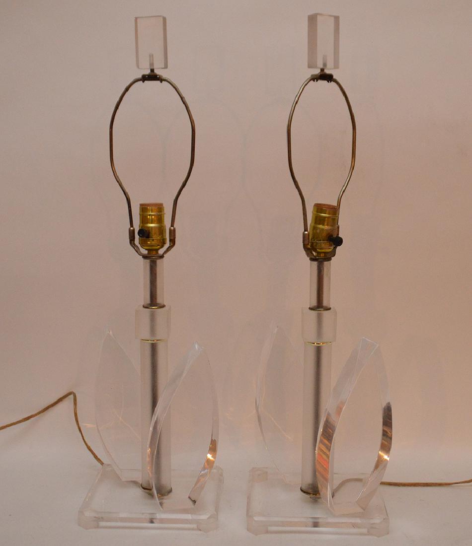 Pair of flower form Lucite lamps, 24inches tall overall (1 of 4)