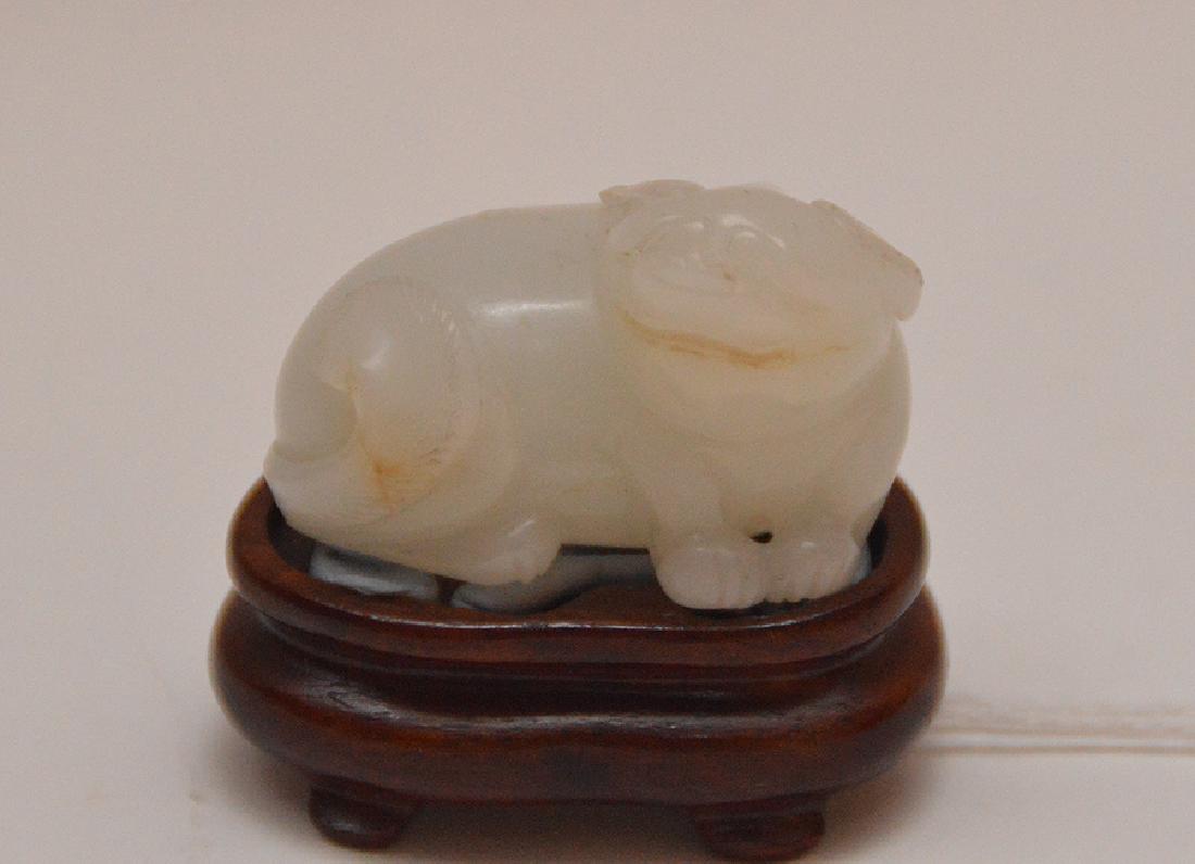 Chinese White Jade Foo Dog Figure mounted on a later (1 of 8)
