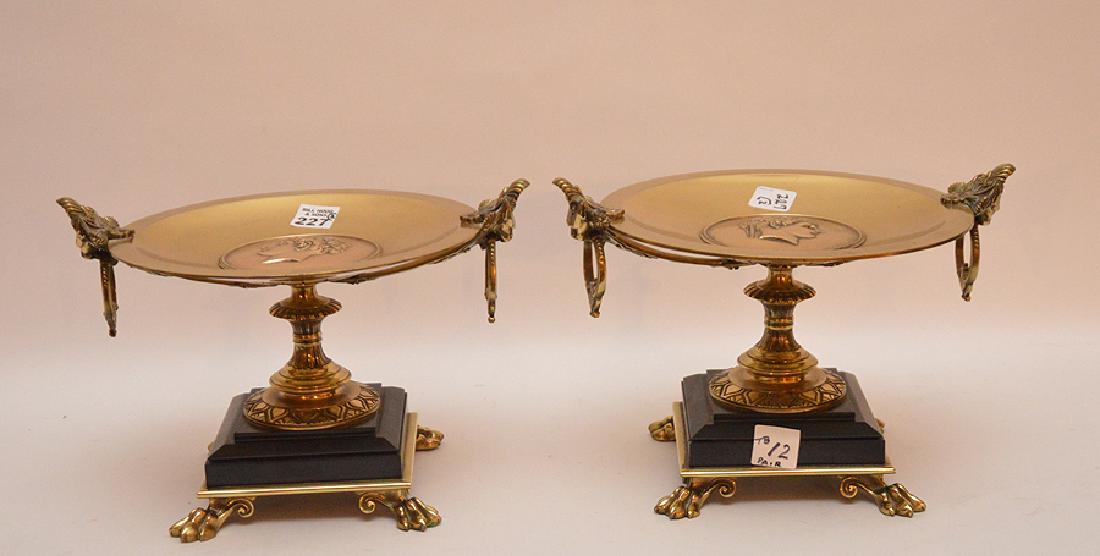 Pair brass compotes, Napoleon II, man and woman, 7 (1 of 3)