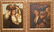 Pair of Primitive oil on canvas paintings, girls with