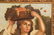 Pair of Primitive oil on canvas paintings, girls with - 2