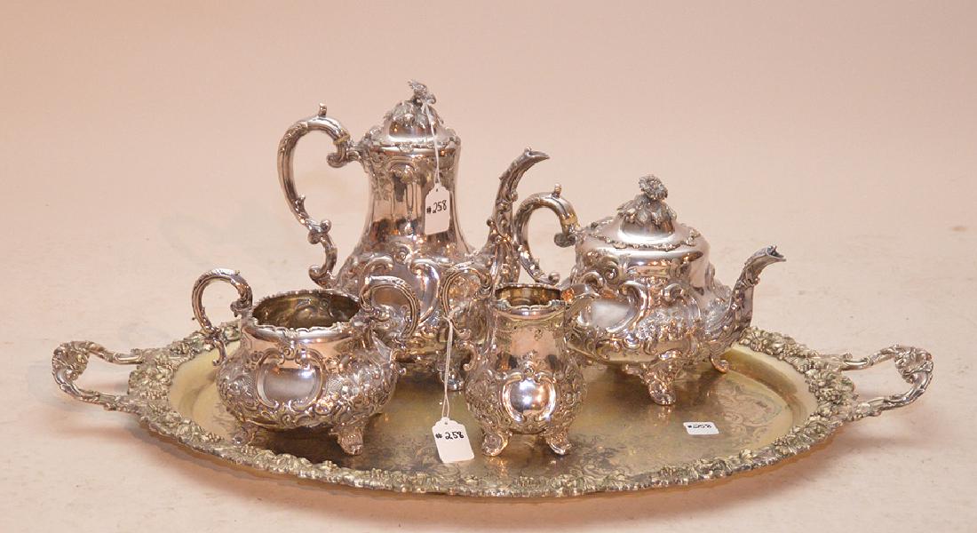 19th Century English Silver Plated Tea Service.  Tray (1 of 4)