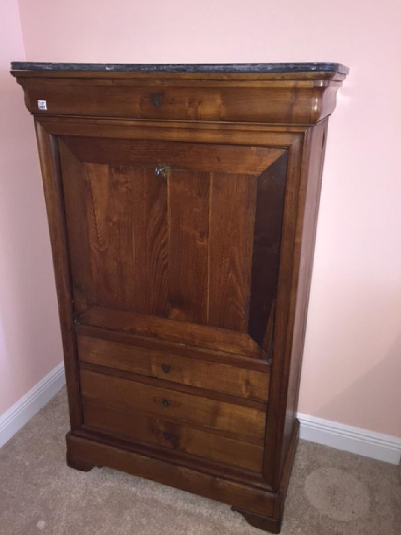 19th Century Mahogany Abattant with marble top.  Pull (1 of 5)