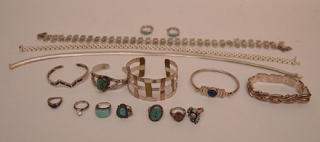 Sterling jewelry lot, incl; 5 bracelets, 3 necklaces, 7 (1 of 4)