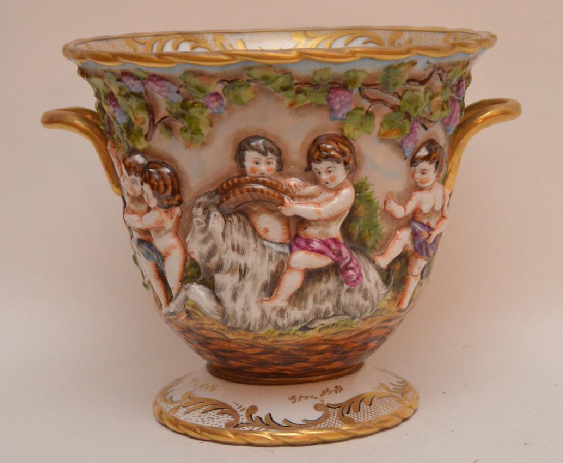 Capodimonte porcelain vase, marked Le Palais Royal: Capodimonte porcelain vase, marked Le Palais Royal Habana, 8"h x 9"dia