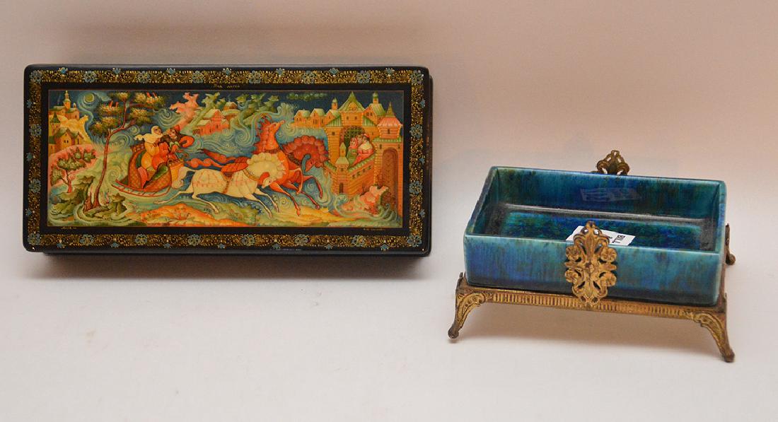 Sevres Blue Dish on Gilt Dore Stand. Made in France, 4 (1 of 4)