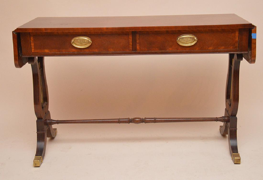 Baker Mahogany console table with harp form legs and (1 of 11)