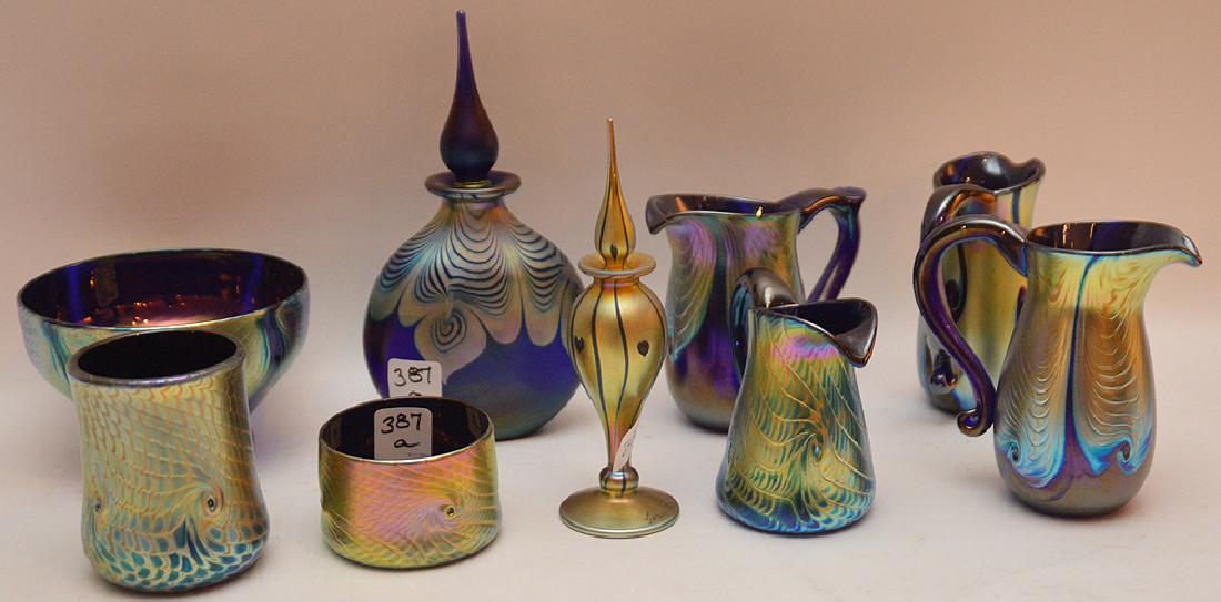9 pcs. Of Contemporary art glass, 2 perfumes (signed), (1 of 6)