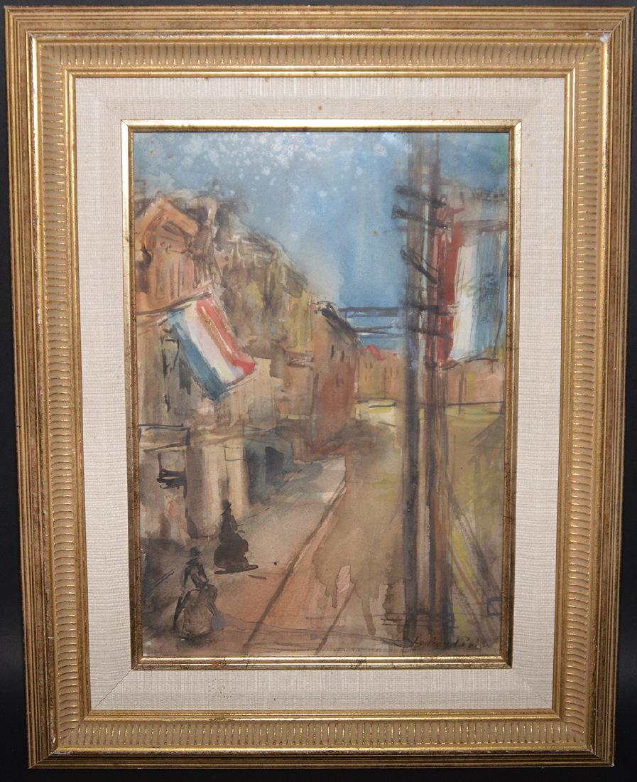 Louis van der Pol (DUTCH, 1896-1982) Watercolor street (1 of 6)