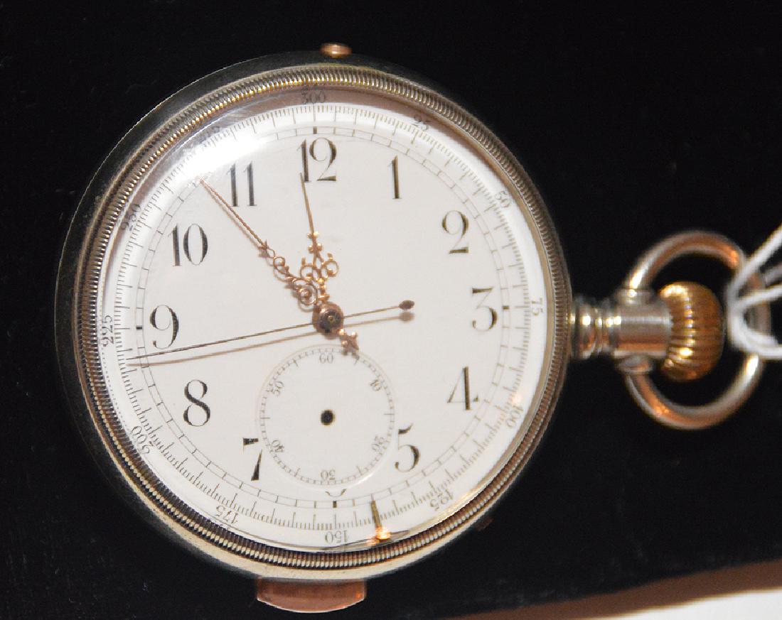 Antique Silver Plate Repeater Pocket Watch.  Ht. 3 ¼” ( (1 of 3)