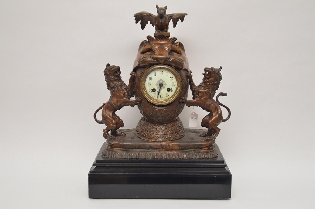Patinated Metal Griffin Clock with time & Strike (1 of 10)