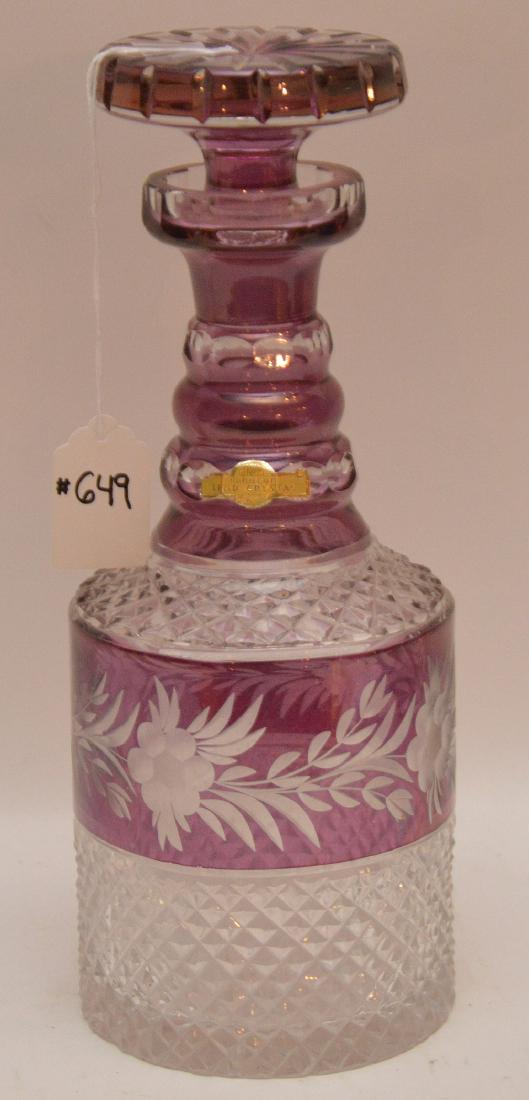 Lavender Cut To Clear Crystal Decanter.  Ht. 11" (1 of 4)