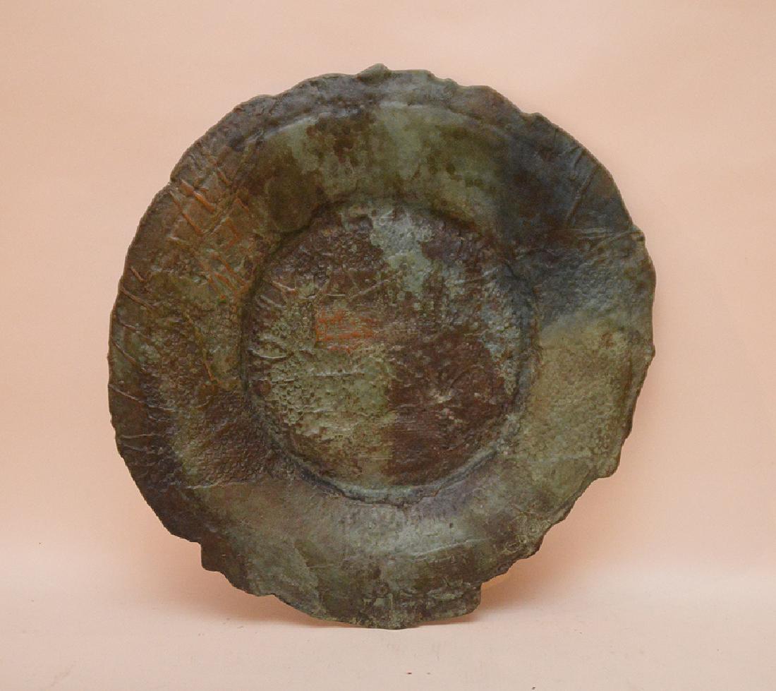 Large Bronze Sculpture Charger/Plate, signed illegibly, (1 of 3)