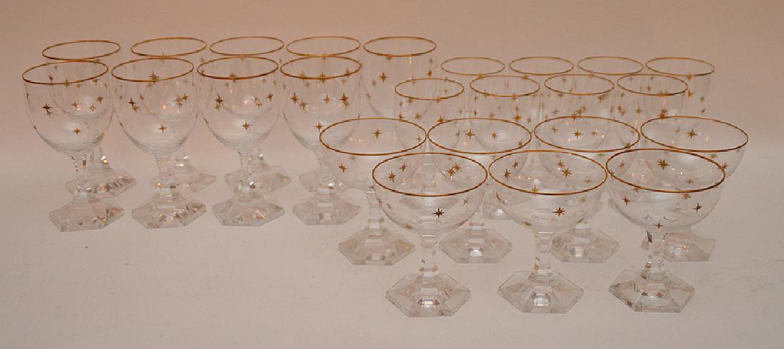 Set 24 Pieces Crystal Stemware with gilt stars and gilt (1 of 4)