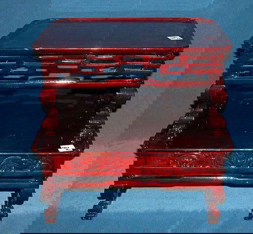 Twin Oriental style wood tea tables, each 16" x 1: Twin Oriental style wood tea tables, each 16" x 16"--"This lot is being sold on behalf of & for the benefit of "The Association of Blind Citizens".