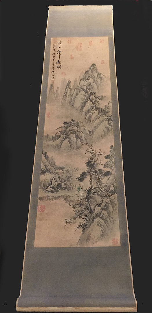 19th Century Chinese Scroll watercolor on paper (1 of 9)