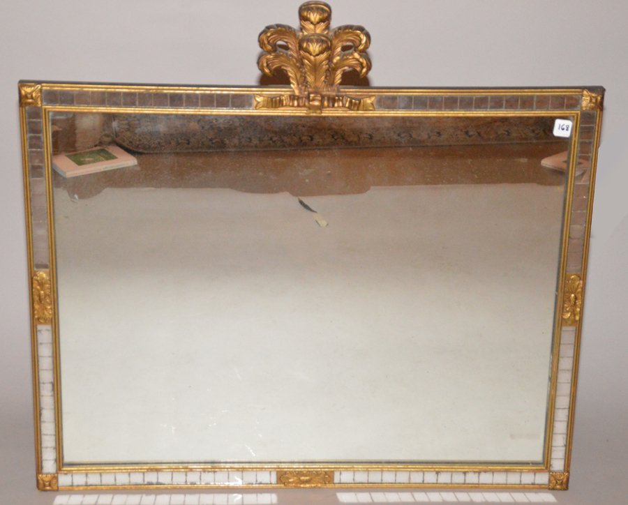 Mahogany & brass John Stuart mirror, 53" x 35" (1 of 3)