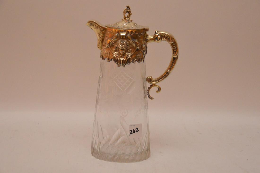 Cut glass pitcher with sterling collar, 11"h (4 or 5 (1 of 3)