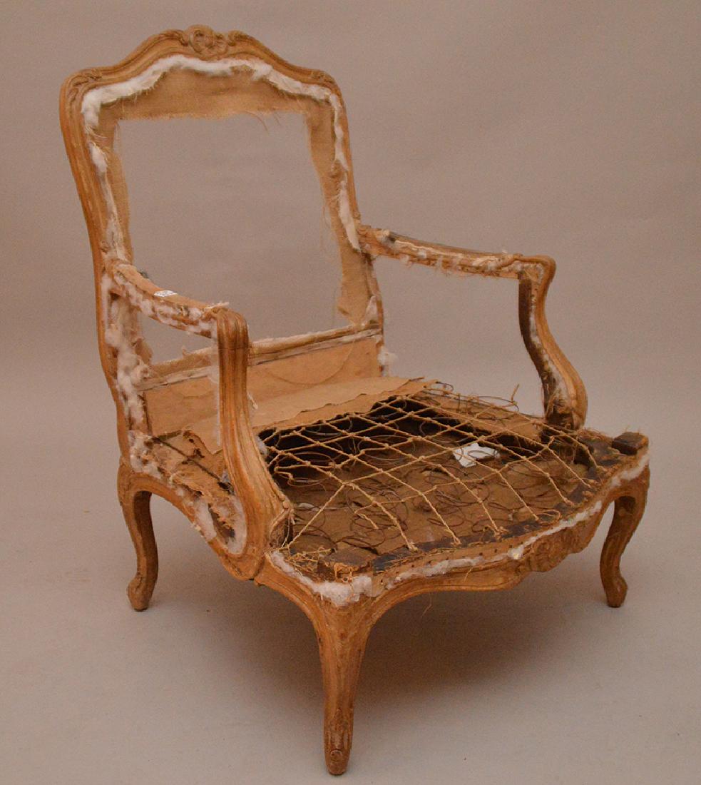 19th c. French bergere with blonde oak frame, cabriole (1 of 4)