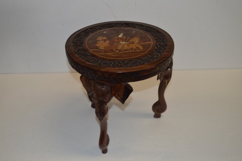 Carved Elephant Stool: Wood Carved Tribal Elephant Stool - 12 x 12 x 12