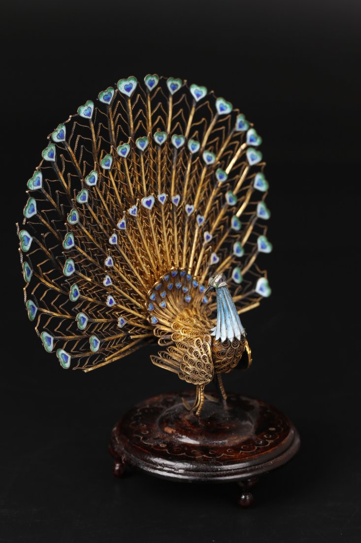 A Silver Enamelled Peacock Display Piece With Mark (1 of 9)