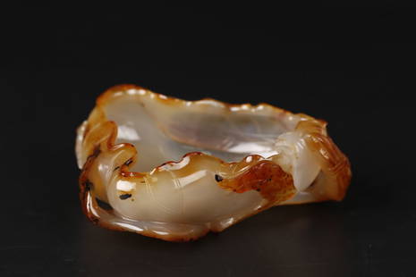 An Antique Jade Bowl: Antique Agate Bowl Size:8x11x5cm.