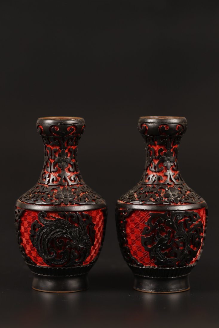 Pair of Cinnabar & Black Lacquer Vases. Oct 23, 2015 Toronto