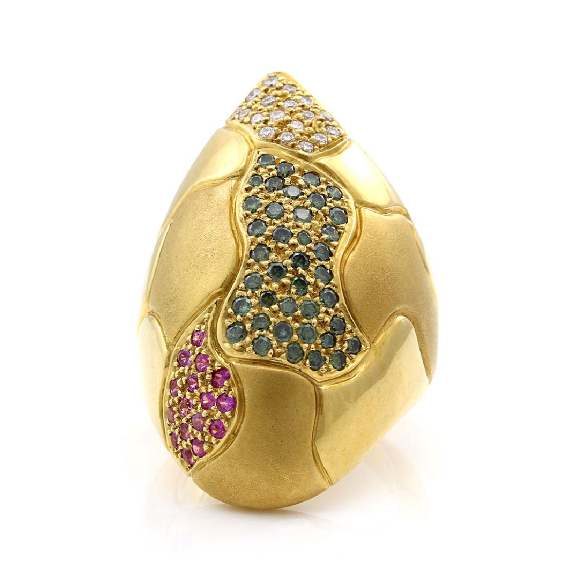 Tenthio Diamond, Ruby & Tourmaline 18K Gold Ring (1 of 4)