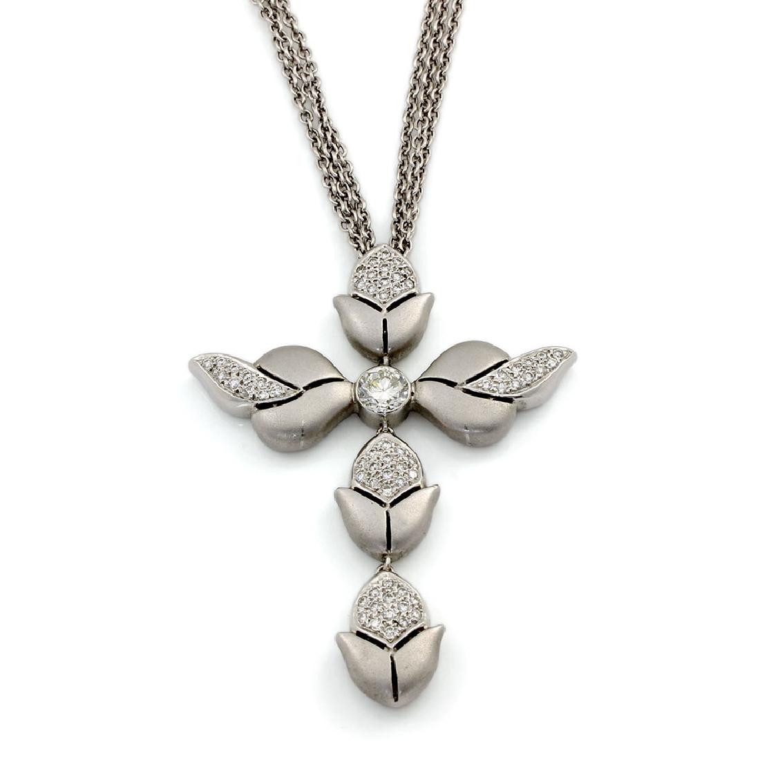 Tenthio Diamond 18K White Gold Cross Necklace (1 of 2)
