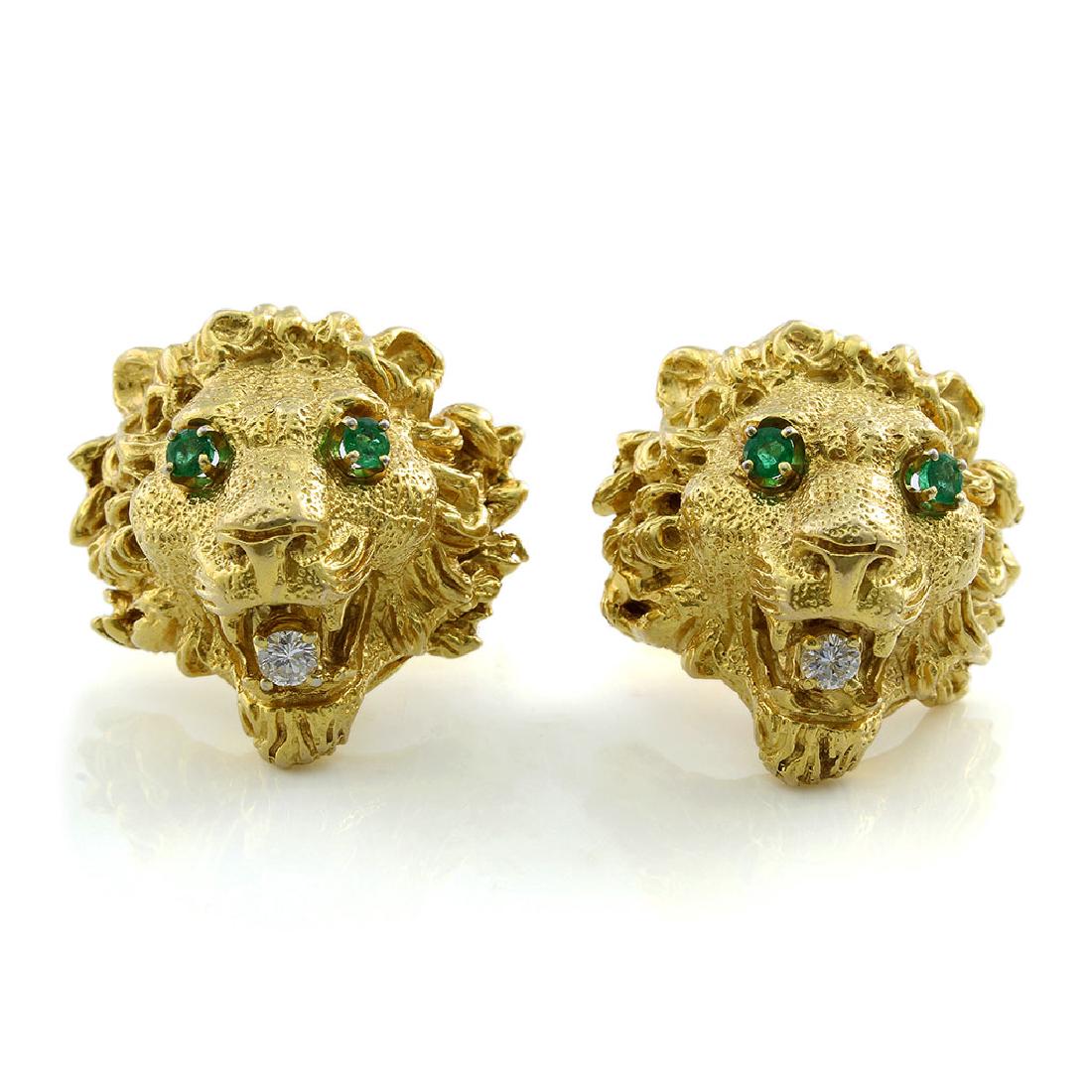 14K Yellow Gold, Emerald & Diamond Cufflinks (1 of 3)