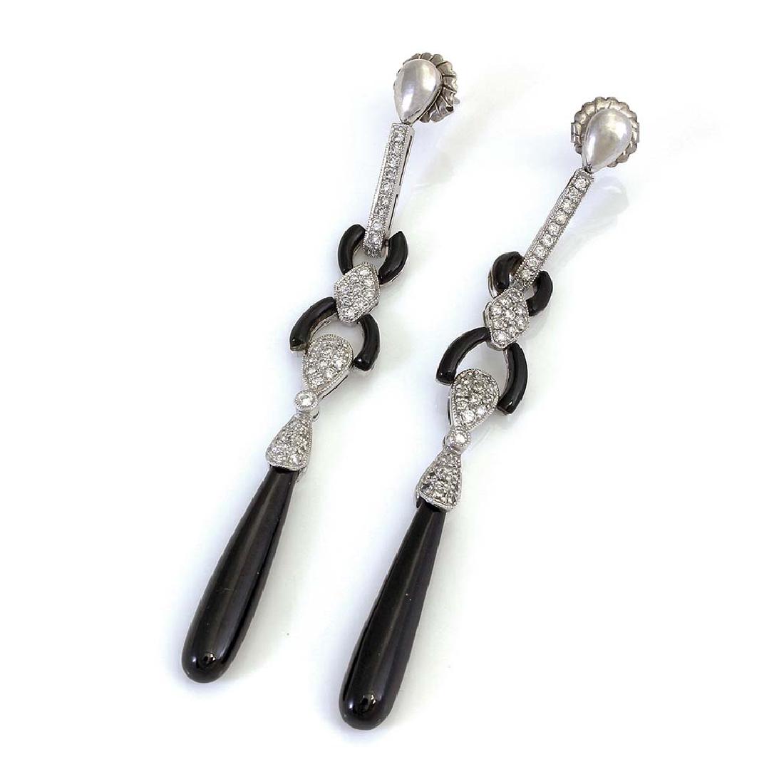 Diamond Onyx Platinum Drop Earrings (1 of 2)