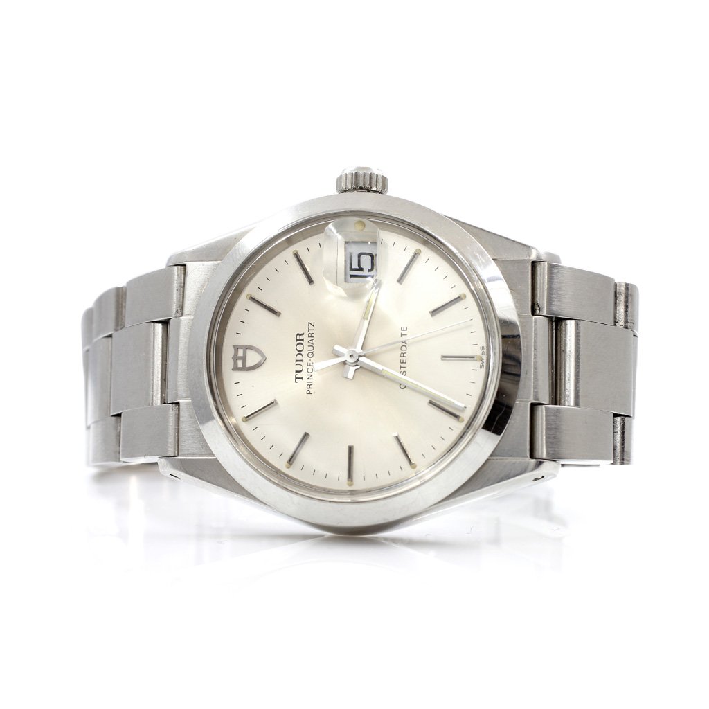 Tudor by Rolex Oyster Date Watch: Tudor Rolex Oyster Date, Prince Quartz Watch Face 35mm x 33mm. Mounting: Stainless Steel Weight 83.4 g