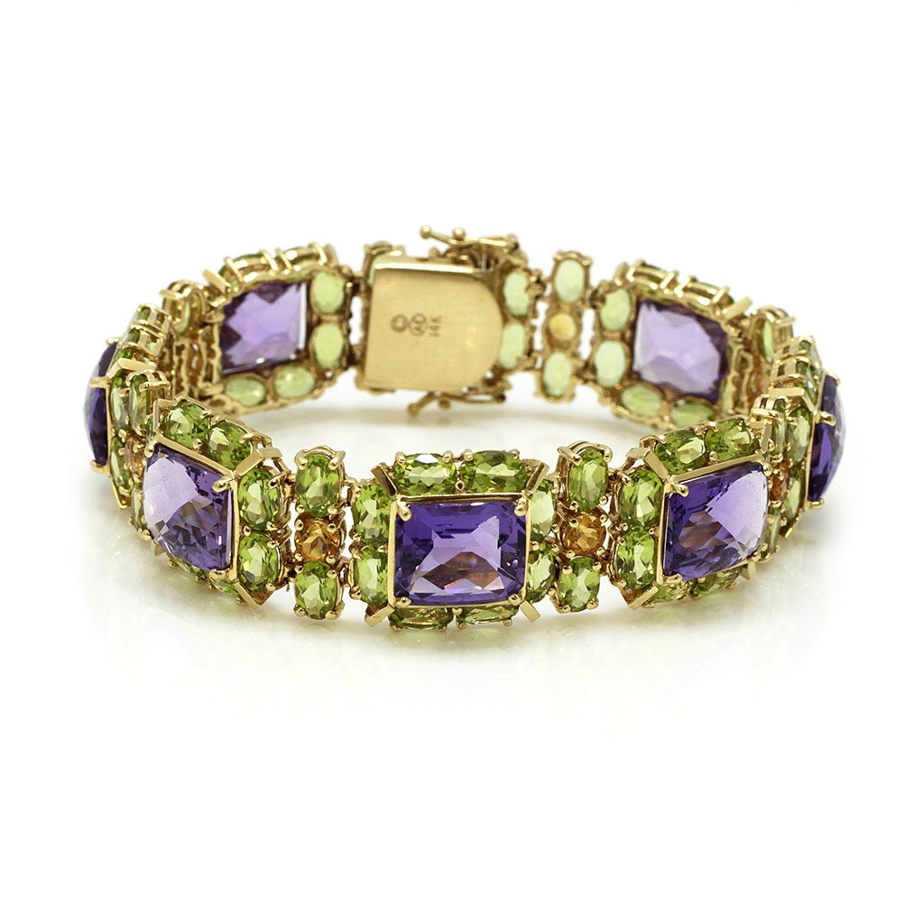 Amethyst Peridot 14k Gold Bracelet (1 of 4)