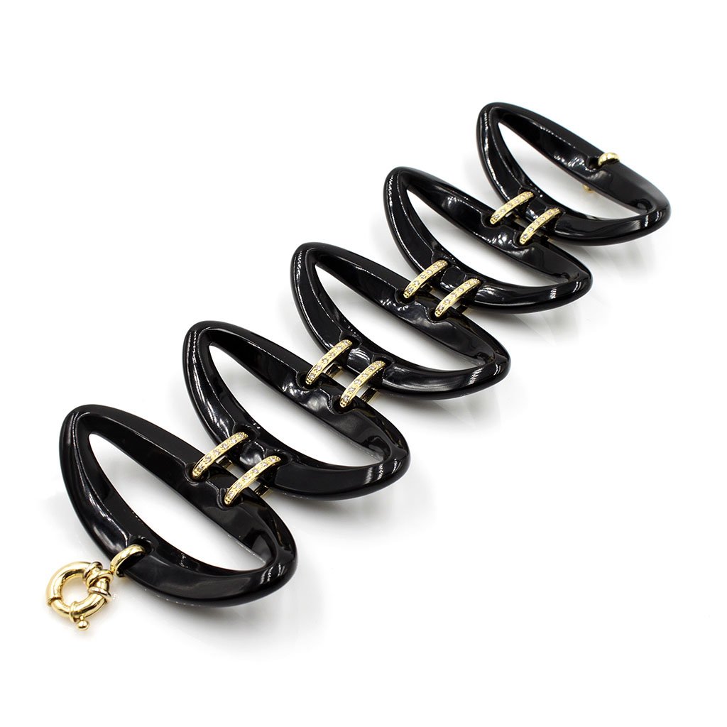 18k Gold Black Agate Diamond Bracelet (1 of 2)